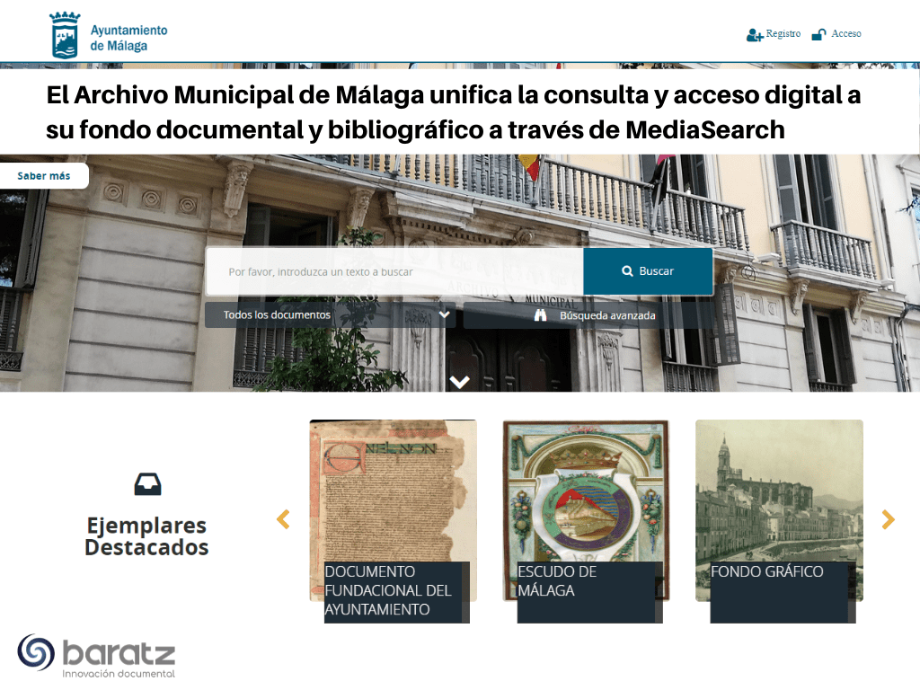 El Archivo Municipal de Málaga unifica la consulta y acceso digital a su fondo documental y bibliográfico a través de MediaSearch