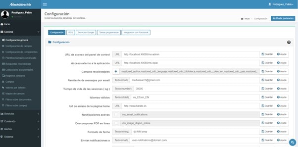 Modo administrador de MediaSearch 2.2