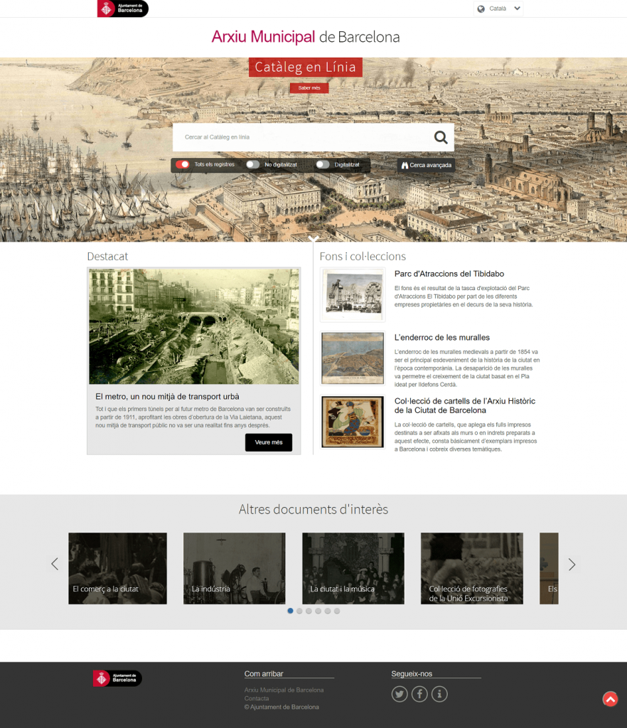 Nueva versión catálogo en línea Archivo Municipal de Barcelona